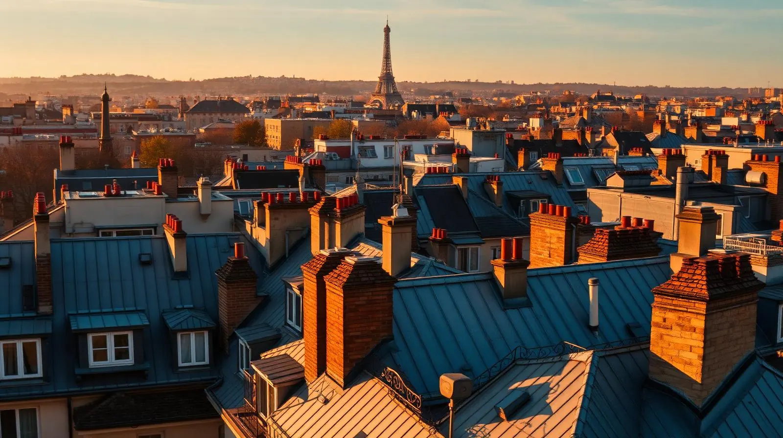 Vue aérienne sur les toits parisiens illustrant l'expertise de Fabio Nkongo en immobilier commercial à Paris