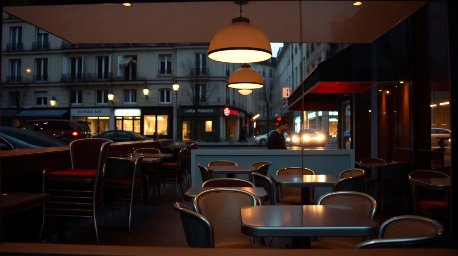 Restaurant parisien vide au crépuscule, illustration des cessions de fonds de commerce qui échouent
